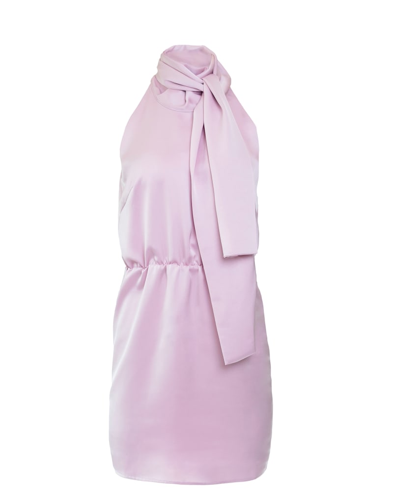 Front of a size 4X Bowed Mini Dress in Purple by Hilary MacMillan. | dia_product_style_image_id:281989